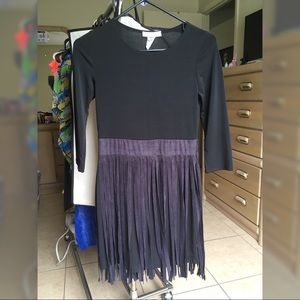 Black Dress w/ Fringe Bottom